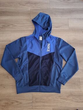 Nike Blue Zip-Up Hoodie with Hood